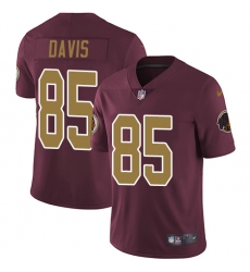 Youth Nike Washington Redskins #85 Vernon Davis Elite Burgundy Red/Gold Number Alternate 80TH Anniversary NFL Jersey