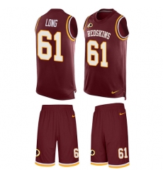 Men's Nike Washington Redskins #61 Spencer Long Limited Burgundy Red Tank Top Suit NFL Jersey