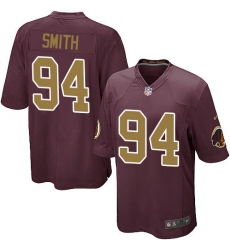 Men's Nike Washington Redskins #94 Preston Smith Game Burgundy Red/Gold Number Alternate 80TH Anniversary NFL Jersey
