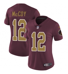 Women's Nike Washington Redskins #12 Colt McCoy Elite Burgundy Red/Gold Number Alternate 80TH Anniversary NFL Jersey