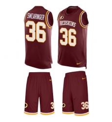 Men's Nike Washington Redskins #36 D.J. Swearinger Limited Burgundy Red Tank Top Suit NFL Jersey