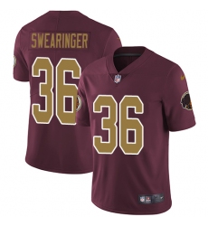 Youth Nike Washington Redskins #36 D.J. Swearinger Elite Burgundy Red/Gold Number Alternate 80TH Anniversary NFL Jersey