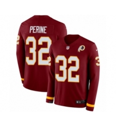 Youth Nike Washington Redskins #32 Samaje Perine Limited Burgundy Therma Long Sleeve NFL Jersey
