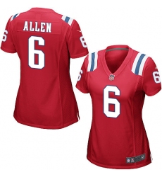 Women's Nike New England Patriots #6 Ryan Allen Game Red Alternate NFL Jersey