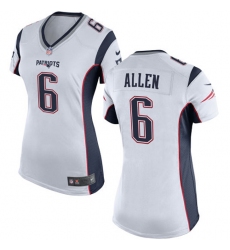 Women's Nike New England Patriots #6 Ryan Allen Game White NFL Jersey