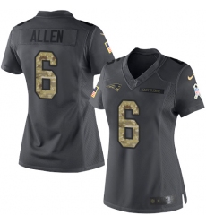 Women's Nike New England Patriots #6 Ryan Allen Limited Black 2016 Salute to Service NFL Jersey