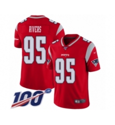 Youth New England Patriots #95 Derek Rivers Limited Red Inverted Legend 100th Season Football Jersey