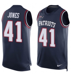 Men's Nike New England Patriots #41 Cyrus Jones Limited Navy Blue Player Name & Number Tank Top NFL Jersey