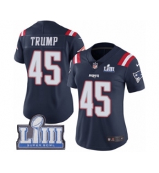 Women's Nike New England Patriots #45 Donald Trump Limited Navy Blue Rush Vapor Untouchable Super Bowl LIII Bound NFL Jersey