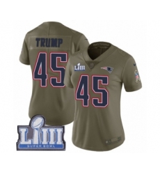 Women's Nike New England Patriots #45 Donald Trump Limited Olive 2017 Salute to Service Super Bowl LIII Bound NFL Jersey