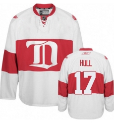 Men's Reebok Detroit Red Wings #17 Brett Hull Premier White Third NHL Jersey
