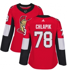 Women's Adidas Ottawa Senators #78 Filip Chlapik Authentic Red Home NHL Jersey