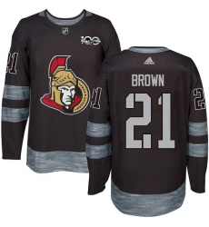 Men's Adidas Ottawa Senators #21 Logan Brown Authentic Black 1917-2017 100th Anniversary NHL Jersey