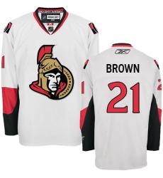 Men's Reebok Ottawa Senators #21 Logan Brown Authentic White Away NHL Jersey