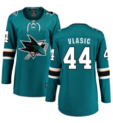 Women's San Jose Sharks #44 Marc-Edouard Vlasic Fanatics Branded Teal Green Home Breakaway NHL Jersey