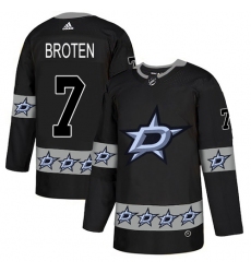 Men's Adidas Dallas Stars #7 Neal Broten Authentic Black Team Logo Fashion NHL Jersey