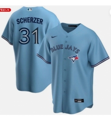 Men's Toronto Blue Jays 31 Max Scherzer Light Blue Cool Base Stitched Baseball Jersey