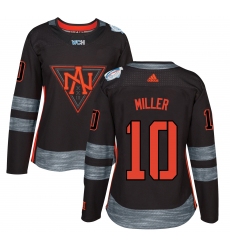 Women's Adidas Team North America #10 J. T. Miller Premier Black Away 2016 World Cup of Hockey Jersey