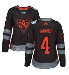 Women's Adidas Team North America #4 Colton Parayko Authentic Black Away 2016 World Cup of Hockey Jersey