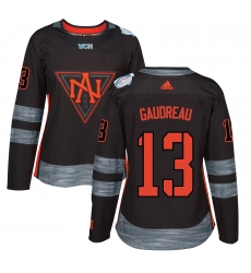 Women's Adidas Team North America #13 Johnny Gaudreau Authentic Black Away 2016 World Cup of Hockey Jersey
