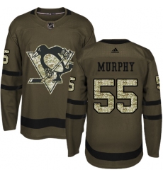 Youth Reebok Pittsburgh Penguins #55 Larry Murphy Authentic Green Salute to Service NHL Jersey