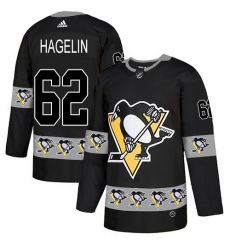 Men's Adidas Pittsburgh Penguins #62 Carl Hagelin Authentic Black Team Logo Fashion NHL Jersey