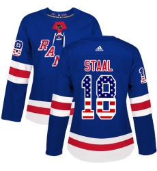 Women's Adidas New York Rangers #18 Marc Staal Authentic Royal Blue USA Flag Fashion NHL Jersey