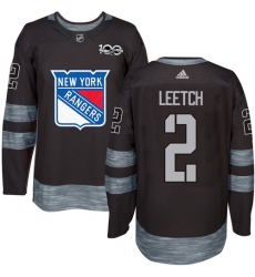 Men's Adidas New York Rangers #2 Brian Leetch Authentic Black 1917-2017 100th Anniversary NHL Jersey
