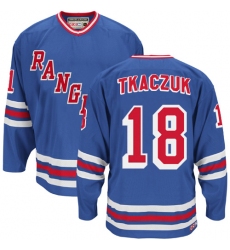 Men's CCM New York Rangers #18 Walt Tkaczuk Premier Royal Blue Heroes of Hockey Alumni Throwback NHL Jersey