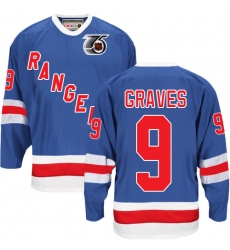 Men's CCM New York Rangers #9 Adam Graves Premier Royal Blue 75TH Throwback NHL Jersey
