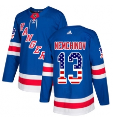 Youth Adidas New York Rangers #13 Sergei Nemchinov Authentic Royal Blue USA Flag Fashion NHL Jersey