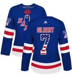 Women's Adidas New York Rangers #7 Rod Gilbert Authentic Royal Blue USA Flag Fashion NHL Jersey