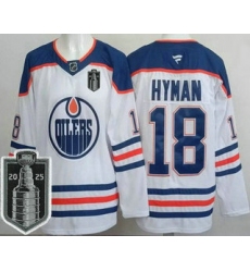 Men's Edmonton Oilers #18 Zach Hyman White 2025 Stanley Cup Final Authentic Jersey