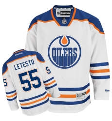 Men's Reebok Edmonton Oilers #55 Mark Letestu Authentic White Away NHL Jersey