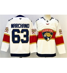 Men's Florida Panthers #63 Brad Marchand White 2024-25 Home Stitched Hockey Jersey