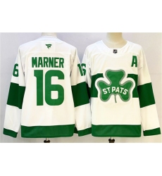 Men's Toronto Maple Leafs #16 Mitchell Marner White Green 2024-25 With A Stitched Jersey