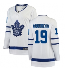 Women's Toronto Maple Leafs #19 Bruce Boudreau Authentic White Away Fanatics Branded Breakaway NHL Jersey