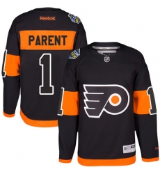 Men's Reebok Philadelphia Flyers #1 Bernie Parent Premier Black 2017 Stadium Series NHL Jersey