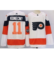 Men's Philadelphia Flyers #11 Travis Konecny White 2024 Stadium Series Stitched Jersey