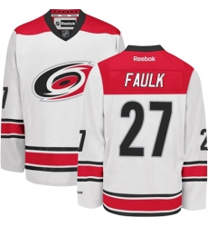 Men's Reebok Carolina Hurricanes #27 Justin Faulk Authentic White Away NHL Jersey