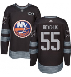 Men's Adidas New York Islanders #55 Johnny Boychuk Authentic Black 1917-2017 100th Anniversary NHL Jersey