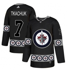Men's Adidas Winnipeg Jets #7 Keith Tkachuk Authentic Black Team Logo Fashion NHL Jersey