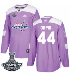 Men's Adidas Washington Capitals #44 Brooks Orpik Authentic Purple Fights Cancer Practice 2018 Stanley Cup Final Champions NHL Jersey