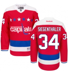 Men's Reebok Washington Capitals #34 Jonas Siegenthaler Premier Red Third NHL Jersey