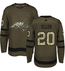 Youth Adidas Washington Capitals #20 Lars Eller Authentic Green Salute to Service NHL Jersey