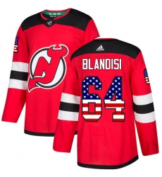 Youth Adidas New Jersey Devils #64 Joseph Blandisi Authentic Red USA Flag Fashion NHL Jersey