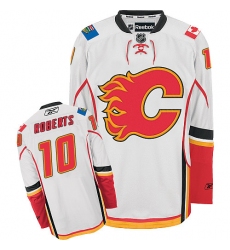Men's Reebok Calgary Flames #10 Gary Roberts Authentic White Away NHL Jersey