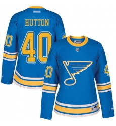 Women's Reebok St. Louis Blues #40 Carter Hutton Authentic Blue 2017 Winter Classic NHL Jersey