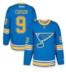 Men's Reebok St. Louis Blues #9 Shayne Corson Premier Blue 2017 Winter Classic NHL Jersey