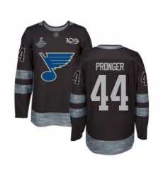 Men's St. Louis Blues #44 Chris Pronger Authentic Black 1917-2017 100th Anniversary 2019 Stanley Cup Champions Hockey Jersey